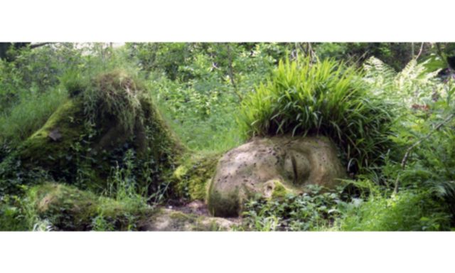 Sleeping giant at the Lost Gardens of Helicon in St Austell, Cornwall