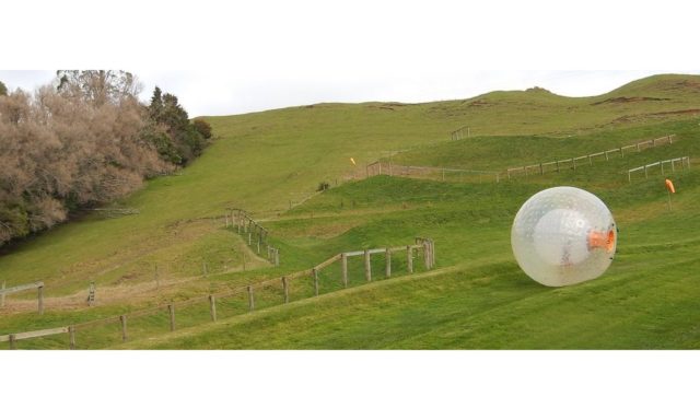 Rolling down a hill in a zorb ball